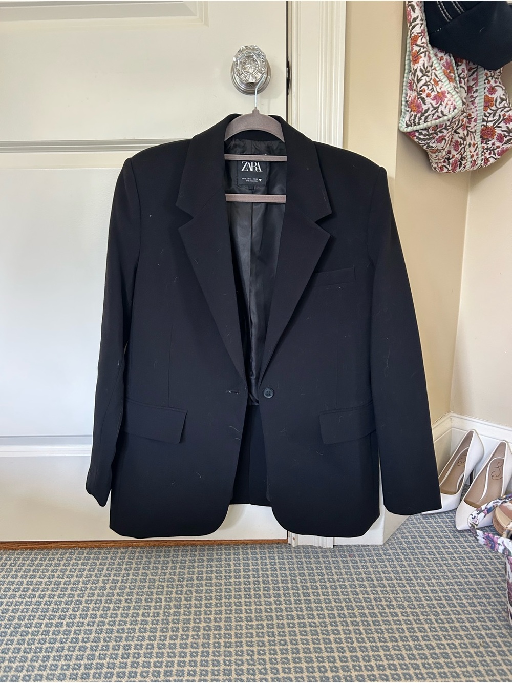 Oversized Black Single-Button Tailored Blazer